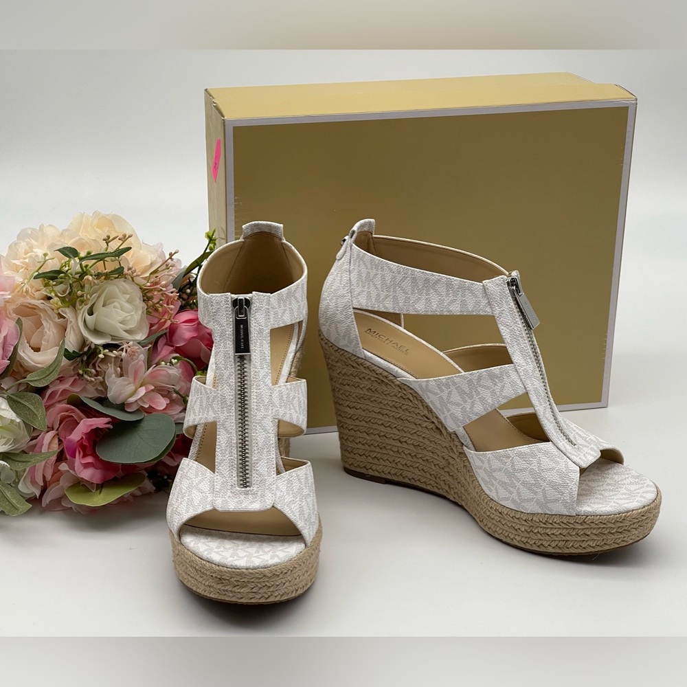 Michael Kors Women's Caged Espadrille Wedges Platform Sandals Shoes - Picture 2 of 16